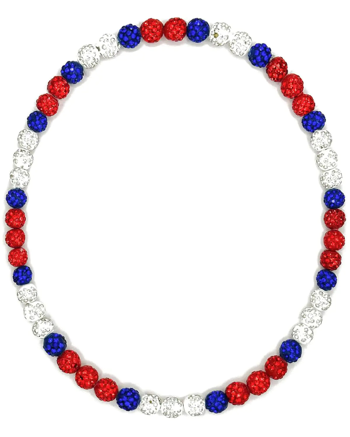 NEXIULT Baseball Bead Necklace Baseball Necklace for Men 16/18/20" Baseball Ice Necklace Cool Gifts Rhinestone Baseball Bling Necklace Inspired Sports Jewelry Gift (Red White Blue 16 inch)