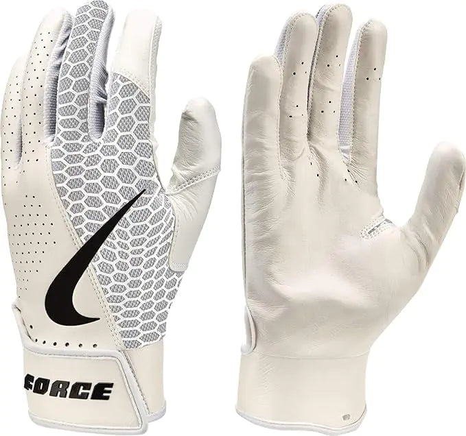 Nike Force Edge Baseball Batting Gloves - Mens - White (1 Pair) (Large)