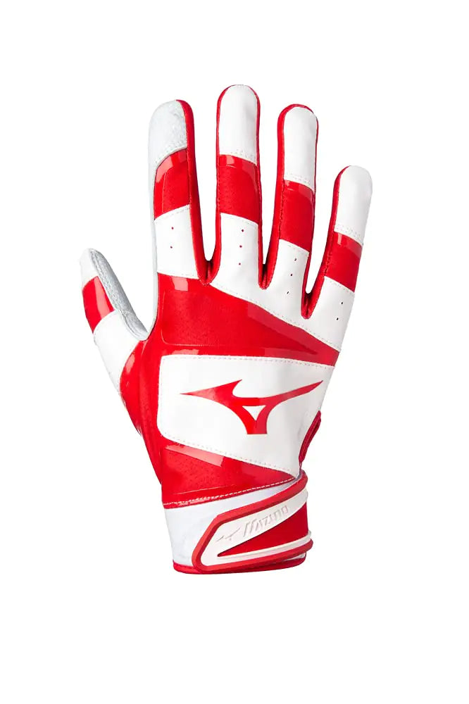 Mizuno B-303 Adult Baseball Batting Glove White-Red X-Large